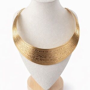 Gold Statement Collar Necklace Wide Bib Choker Boho Tribal Style